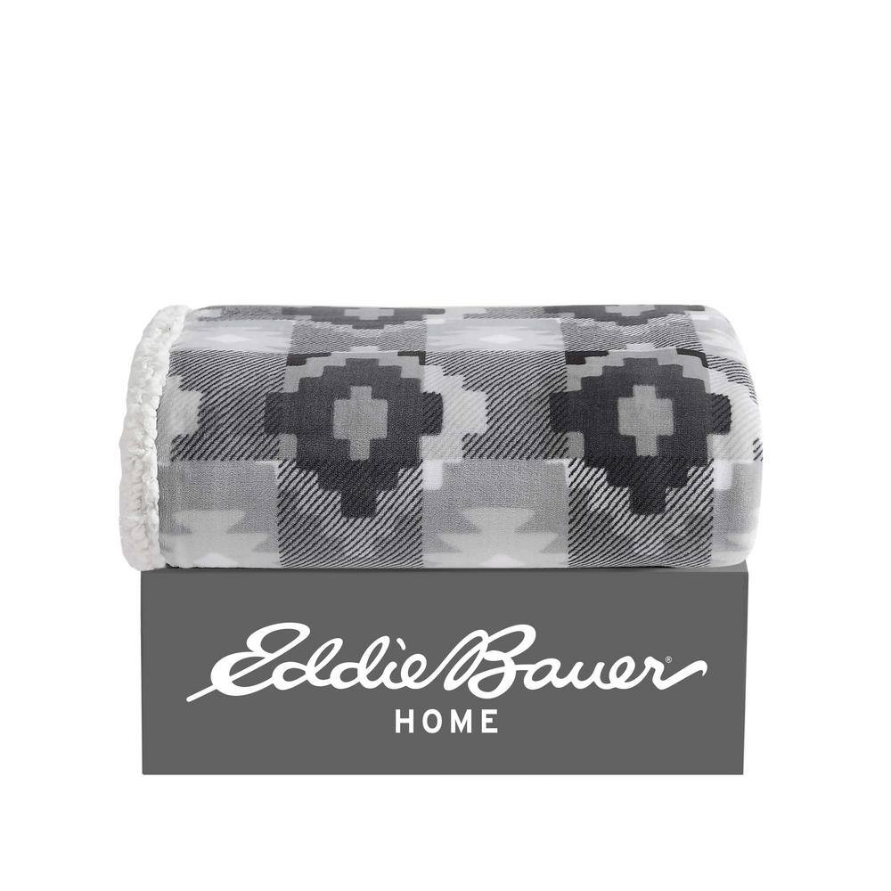 Ultra Soft Reversible Grey Fleece Sherpa Throw Blanket