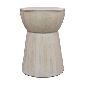 16 in. Cinched Solid Wood Drum Side Table
