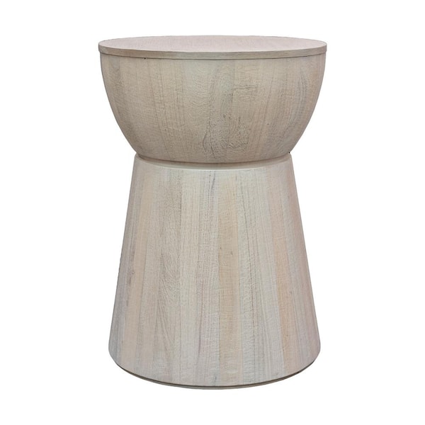 East At Main 16 in. Cinched Solid Wood Drum Side Table