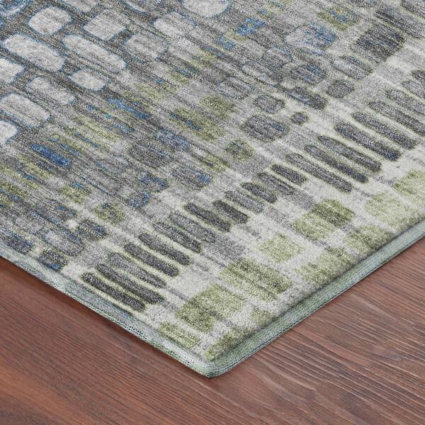 Mayfield Premium Machine Washable Abstract AMF2268 Aloe 5 ft. x 7 ft. 6 in. Area Rug