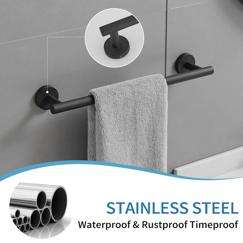 Matte Black Stainless Steel 4-Piece Bathroom Hardware Set