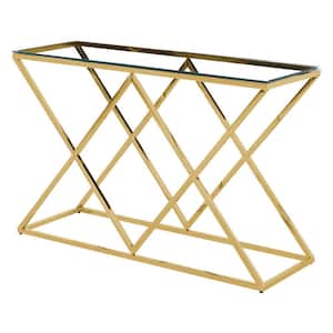 Santa Ana 48 in. Gold Rectangle Glass Console Table