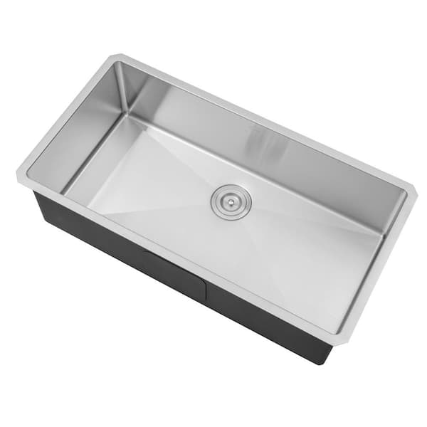 KBFmore R14S3118-16SSGR 31 inch Single Bowl 16 Gauge Tight Radius Stainless Steel Kitchen Sink, 4 Pcs Sink Gadgets