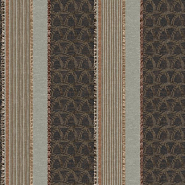 The Wallpaper Company 56 sq. ft. Brown Multi-Pattern Stripe with Metallic Accents Wallpaper
