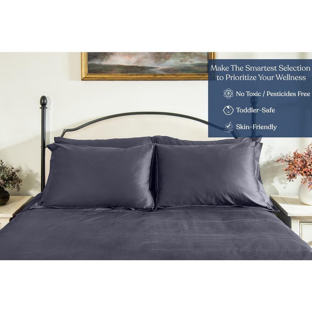 Delara Dark Grey Organic Cotton Full Fitted Sheet