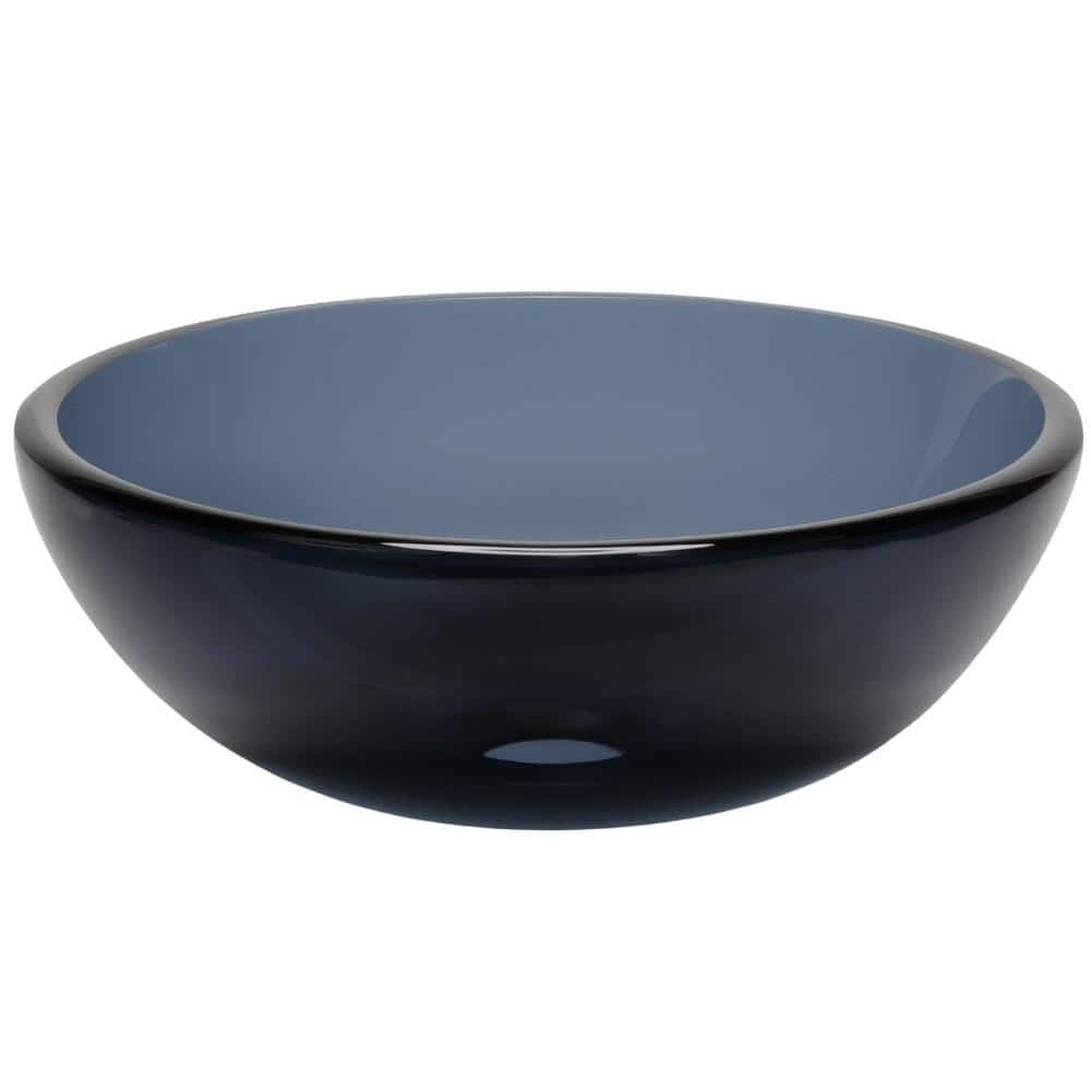 12-Inch Clear Grey Tempered Glass Vessel Sink