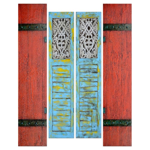 Yosemite Home Decor 69 in. x 55 in. "Shutters" Hand Painted Canvas Wall Art