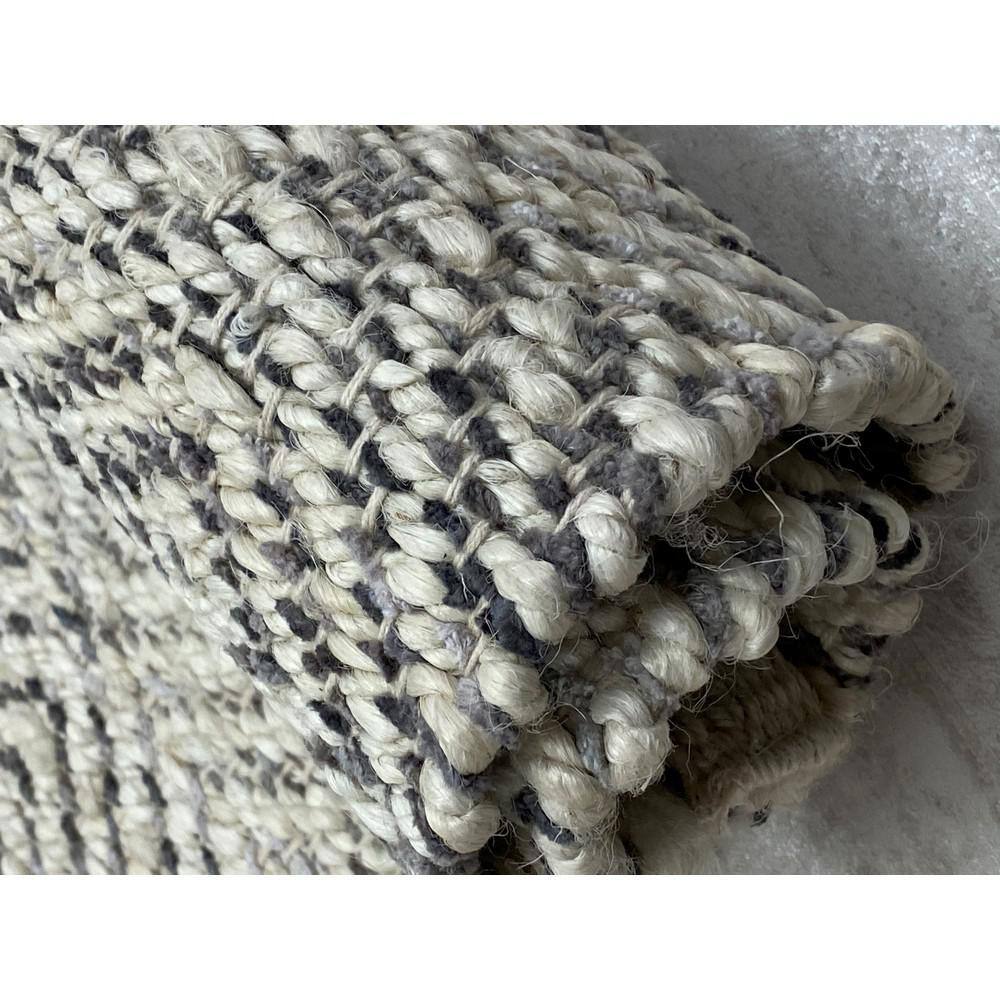 Hand-Woven Geometric Gray and Natural Jute 2x5 Area Rug