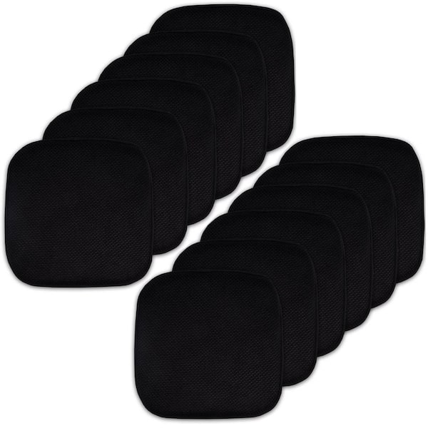 Sweet Home Collection Black, Honeycomb Memory Foam Square 16 in. x 16 in. Non-Slip Back Chair Cushion (12-Pack)