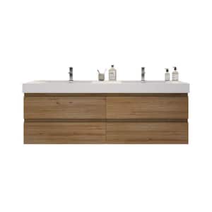Fortune 72 in. W Bath Vanity in Natural Oak with Reinforced Acrylic Vanity Top in White with White Basins