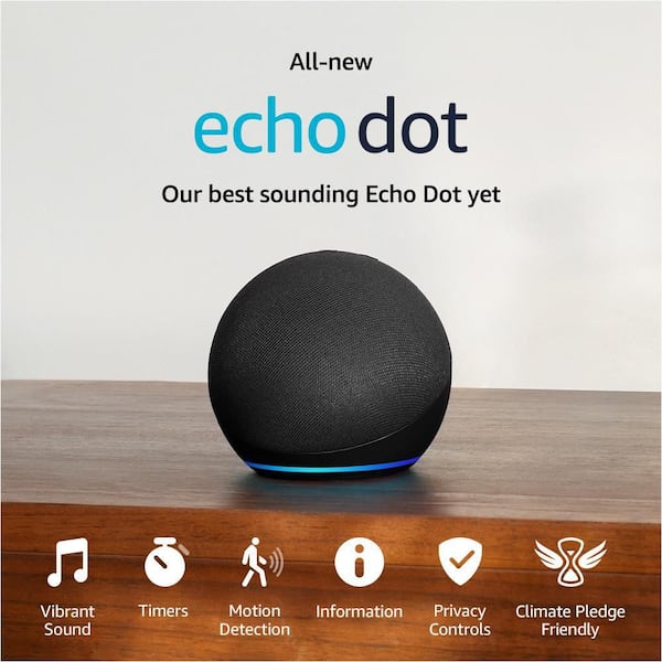 Echo Dot 4th Gen with clock  Smart speaker with powerful bass