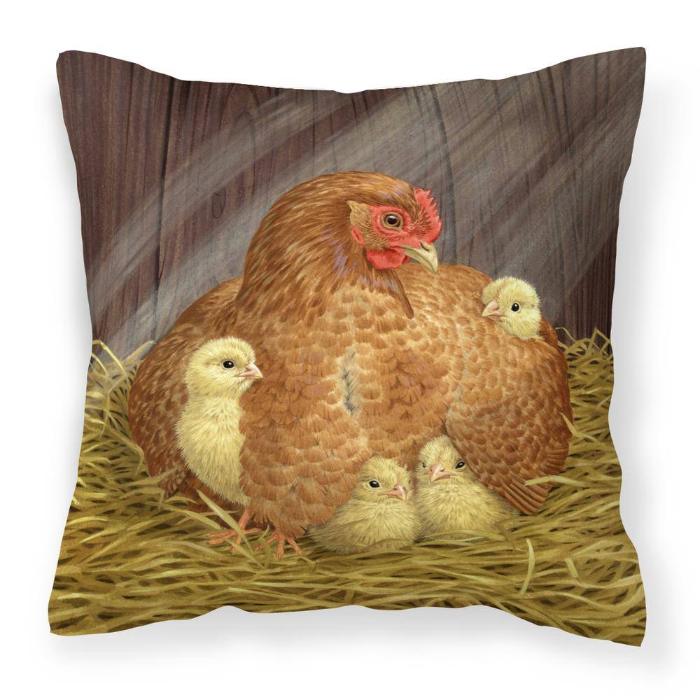 14 in. x 14 in. Multi-Color Outdoor Lumbar Throw Pillow My Little Chickadees Hen with Chicks Canvas Decorative Pillow price history on PriceWatchPro