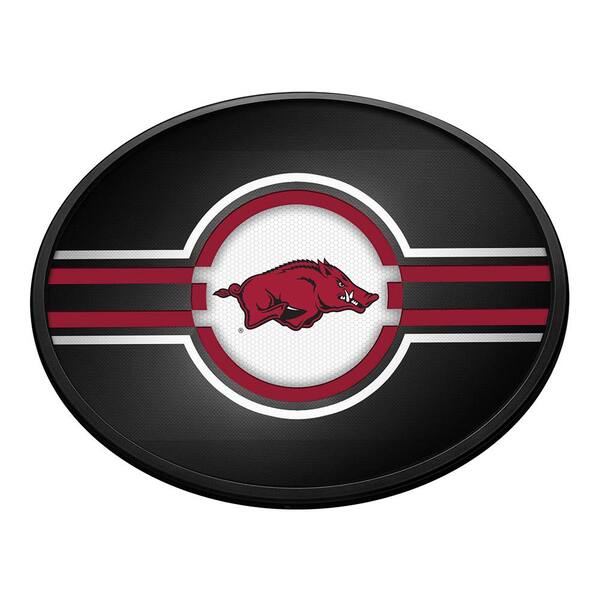 The Fan-Brand Arkansas Razorbacks: Oval Slimline Lighted Wall Sign 18 in. L x 14 in. W x 2.5 in. D