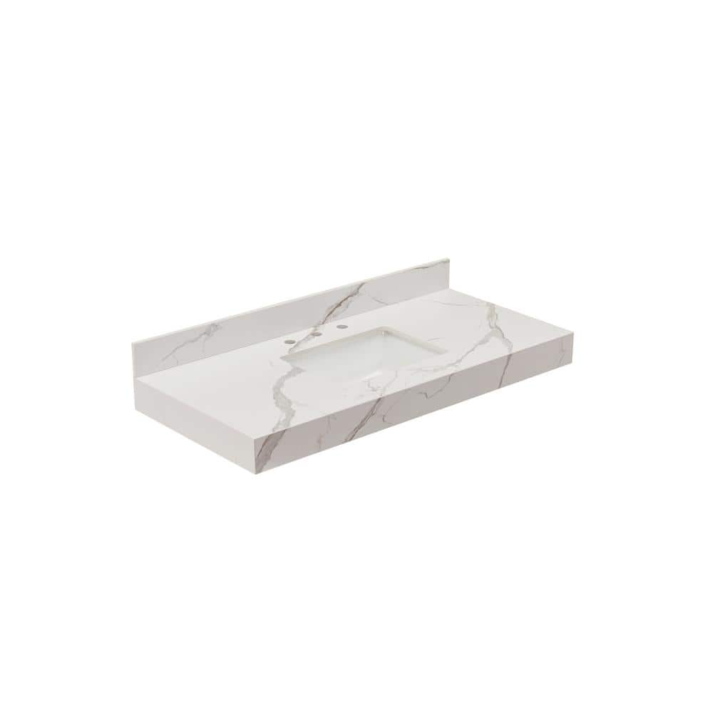 Marseille 48'' Calacatta White Engineered Marble Vanity Top with Sink