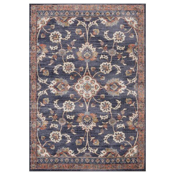 Amer Rugs Jordan 8 ft. X 11 ft. Navy Blue Floral Area Rug JOR2710102