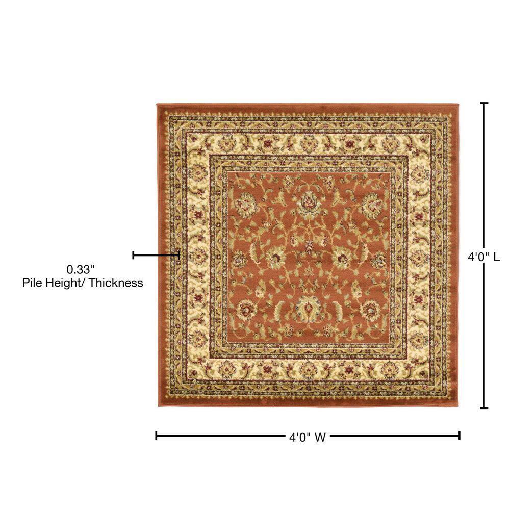 Aditi Brick Red Square Synthetic Easy-Care Rug - 4' x 4'