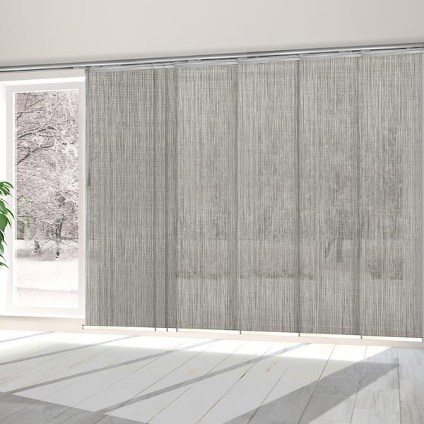 EMOH Stone 110 in.- 153 in. W x 116 in. L Adjustable 7-Panel Satin Nickel Single Rail Panel Track with 23.5 in. Slates