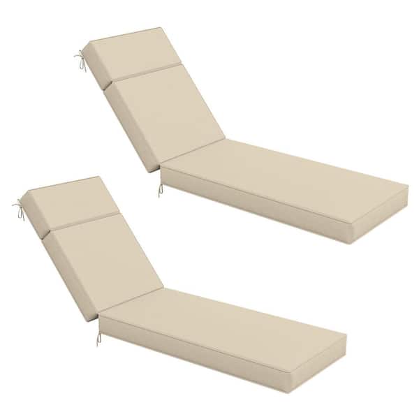 WNP 71 in. x 21 in. x 4 in. (2-Pack) Outdoor Water-Resistant Replacement Chaise Lounge Seat Cushion Cream