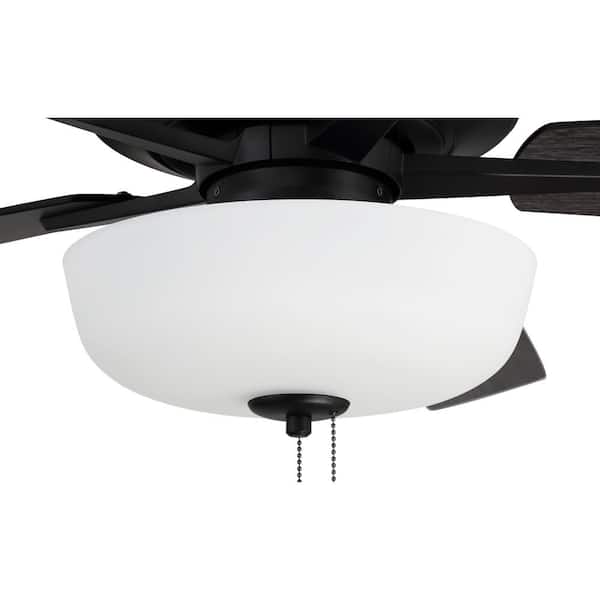 Craftmade Super Pro 104 Clear 4 Light Kit 60-in Flat Black Indoor Downrod  or Flush Mount Ceiling Fan with Light (5-Blade)