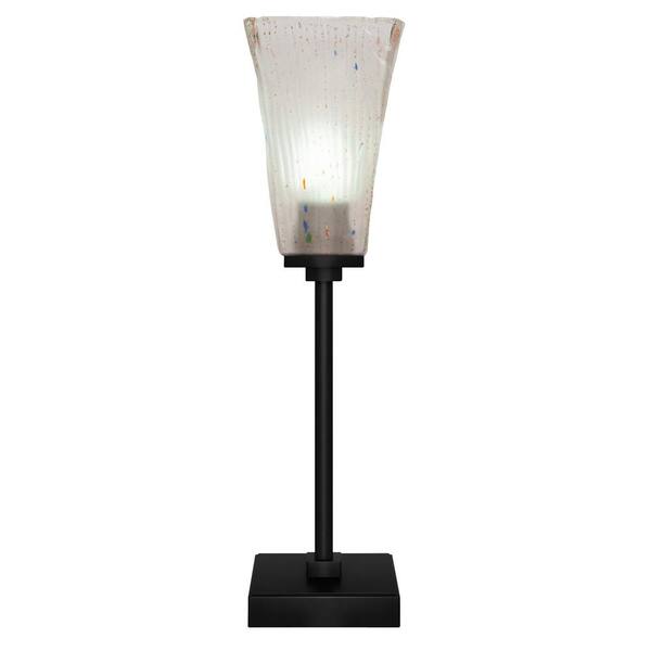 Unbranded Quincy 18.25 in. Matte Black Accent Lamp with Glass Shade