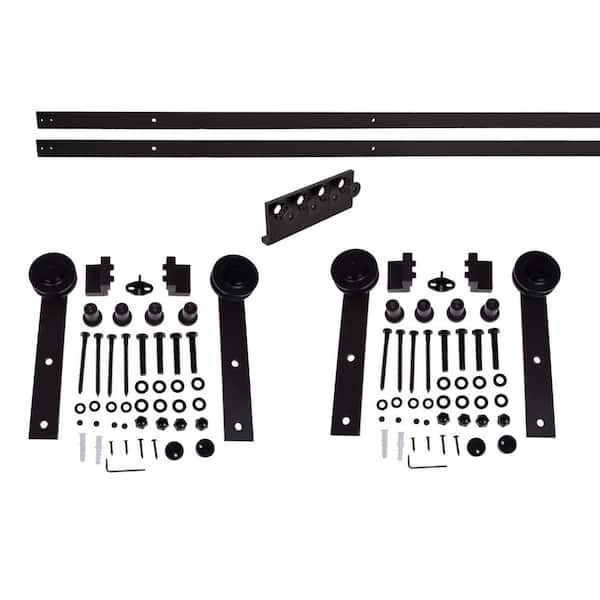 144 in. Matte Black Classic Straight Strap Sliding Barn Door Hardware (2-Set) 144 in. Matte Black Classic Straight Strap Sliding Barn Door Hardware (2-Set)
