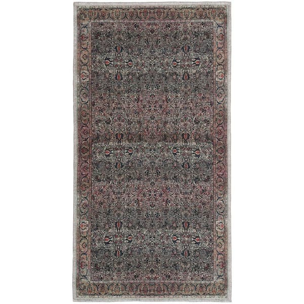 Nourison Machine Washable Brilliance doormat 2 ft. x 4 ft. Repeat Medallion Traditional Kitchen Area Rug