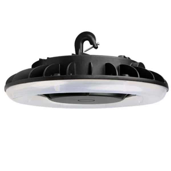 Viribright 11.42 in. 250-Watt Equivalent Integrated LED Dimmable Black Economy UFO High Bay Light 5000K