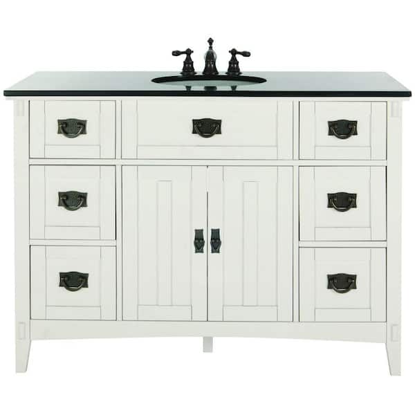 Home Decorators Collection Artisan 48 in. W Bath Vanity in White with Natural Marble Vanity Top in Black