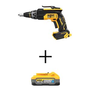 XR 20V Max Lithium-Ion Cordless Brushless Screw Gun with Powerstack 20V Lithium-Ion 5.0Ah Battery Pack