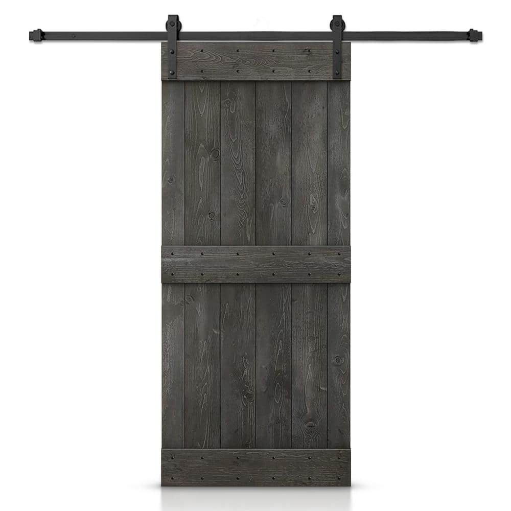 20 in. x 84 in. Mid-Bar Carbon Gray Stained DIY Wood Interior Sliding Barn Door with Hardware Kit price history on PriceWatchPro
