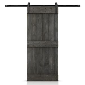 26 in. x 84 in. Mid-Bar  Carbon Gray Stained DIY Wood Interior Sliding Barn Door with Hardware Kit