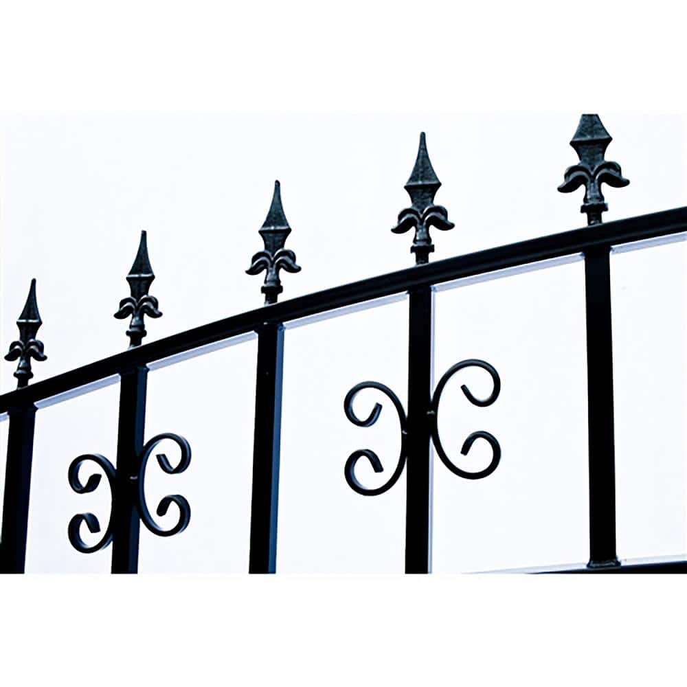 Venice Style Black Steel Dual Driveway Gate with Pedestrian Gate