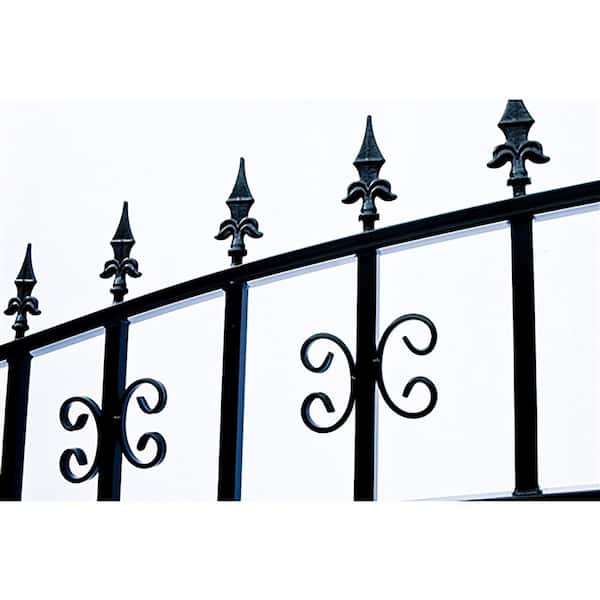 ALEKO 23 ft. x 6 ft. Black Steel Dual Swing Driveway Gate VENICE Style 18 ft. with Pedestrian Gate 5 ft. Fence Gate