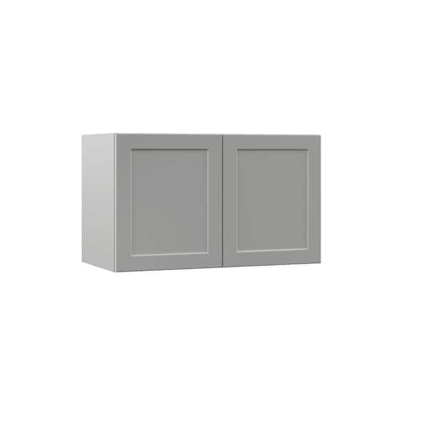 Hampton Bay Designer Series Melvern Assembled 30x18x15 in. Deep Wall Bridge Kitchen Cabinet in Heron Gray