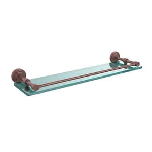 Waverly Place 22 in. L x 3 in. H x 5 in. W Clear Glass Bathroom Shelf with Gallery Rail in Antique Copper