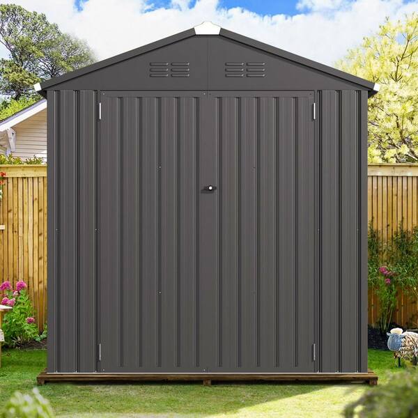 Lycvki 6 ft. W x 4 ft. D Dark Grey Metal Shed Tool Garden Shed Lycvki 6 ft. W x 4 ft. D Dark Grey Metal Shed Tool Garden Shed
