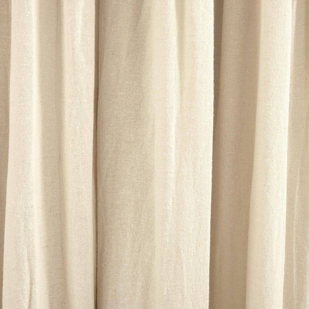 Dark Linen Blackout Curtain Panel with Coconut Husk Buttons 40x84