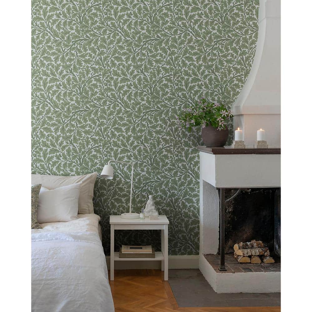 Green Oak Tree Leaf Non-Pasted Washable Wallpaper