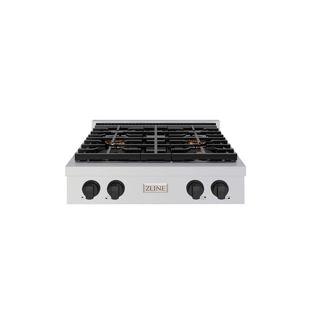 Autograph Edition 30 in. Paramount Gas Rangetop with 4-Burner DuoPro Cooktop in Stainless Steel and Matte Black