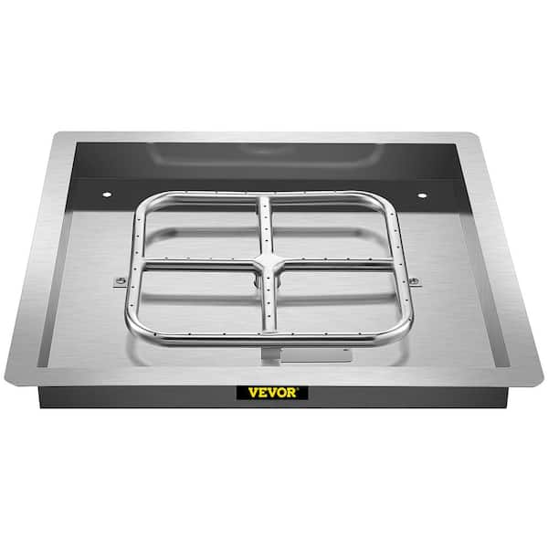 VEVOR Square Fire Pit Burner Kit 36 in. Stainless Steel Gas Fire Pan 300 K BTU Drop in Fire Pit Pan with 1 Pack Volcanic Rock
