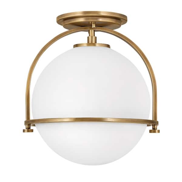 Somerset 11.5 In. 1-Light Heritage Brass Semi- Flush Mount