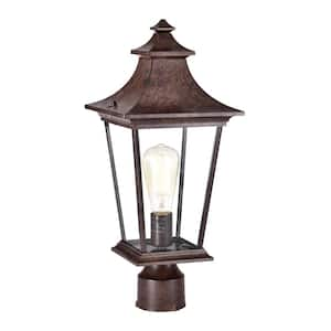 1-Light Tannery Bronze Finish Die-Cast Aluminium Outdoor Post Lantern with Clear Glass