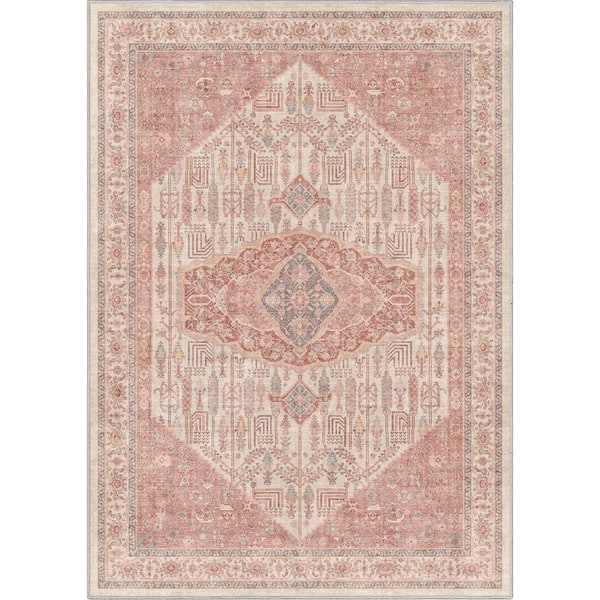 Beige Coral 3 ft. 3 in. x 5 ft. Apollo San Marino Vintage Oriental Botanical Area Rug