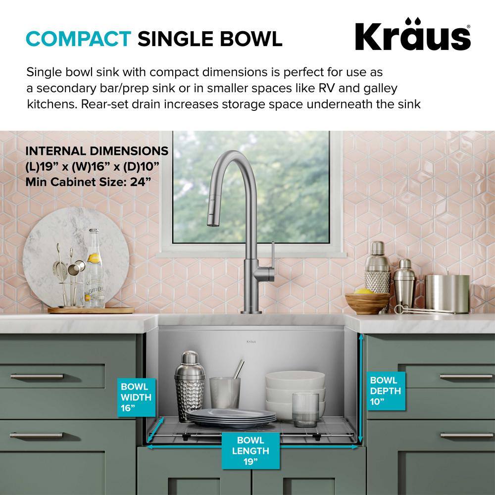 Kore 21-Inch Stainless Steel Single Bowl Drop-In Farmhouse Sink