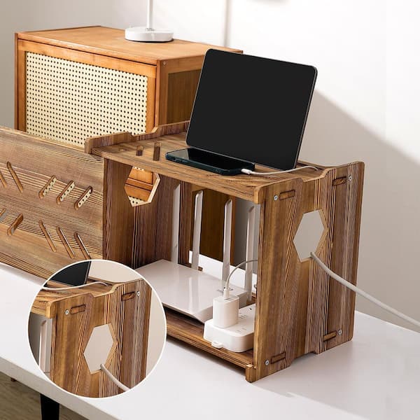 Ahfiwaso Solid Wood Projector Shelf Router Projector Stand Storage