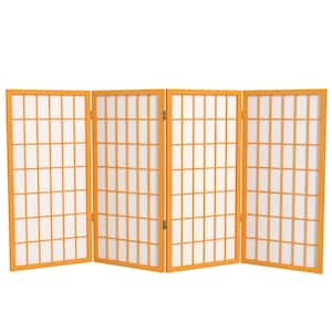 3 ft. Short Window Pane Shoji Screen - Honey - 4 Panels