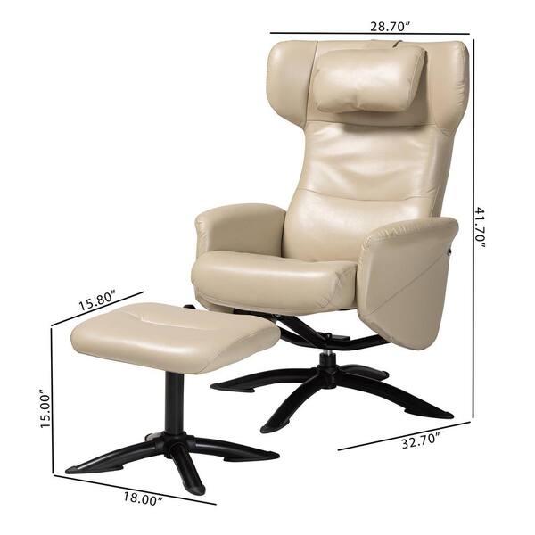 Baxton Studio Elwood Beige and Black Arm Chair with Ottoman