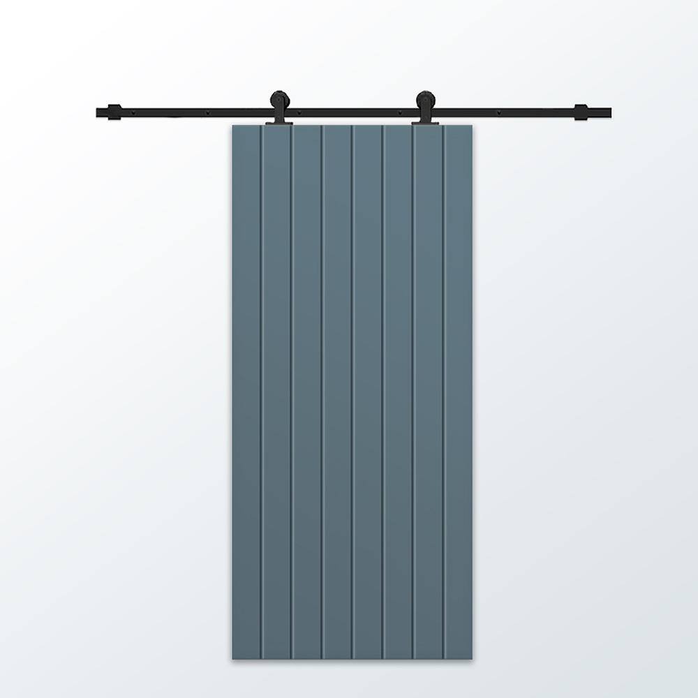 36 in. x 80 in. Dignity Blue Painted Composite MDF Paneled Interior Sliding Barn Door with Hardware Kit price history on PriceWatchPro