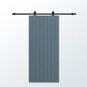 30 in. x 84 in. Dignity Blue Stained Composite MDF Paneled Interior Sliding Barn Door with Hardware Kit