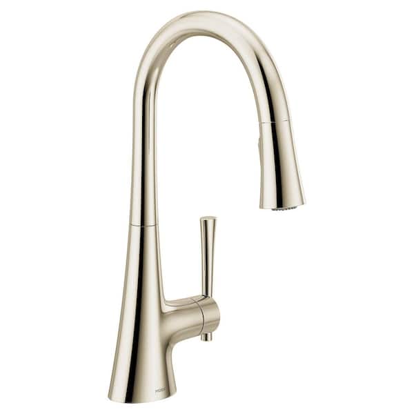 Kurv Polished Nickel 16.38 in. H Pull Down Sprayer Kitchen Faucet with 360° Spout Swivel